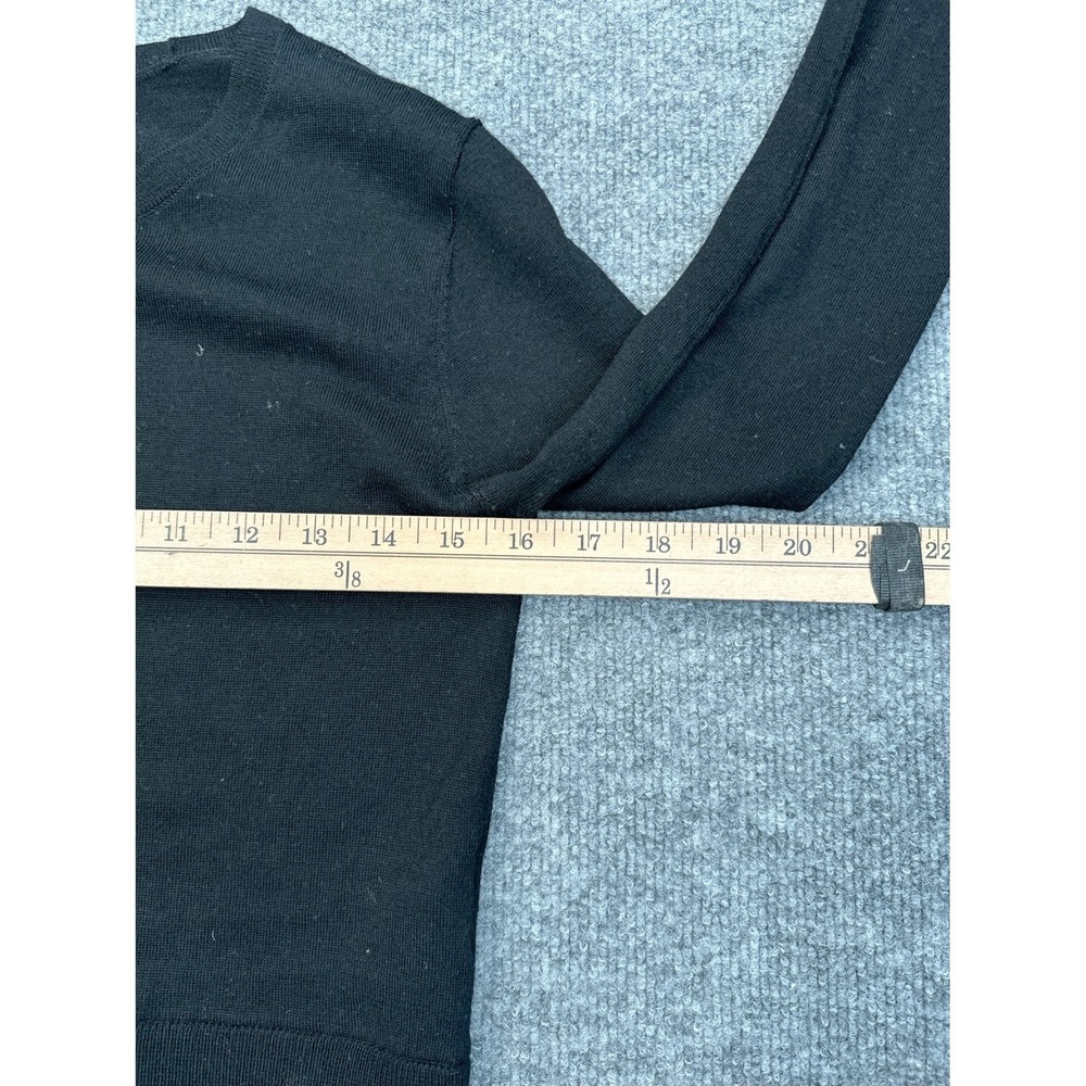 Club Monaco Womens Small Black Mixed Media Floral Hem Knit Sweater Long Sleeve - Picture 6 of 11